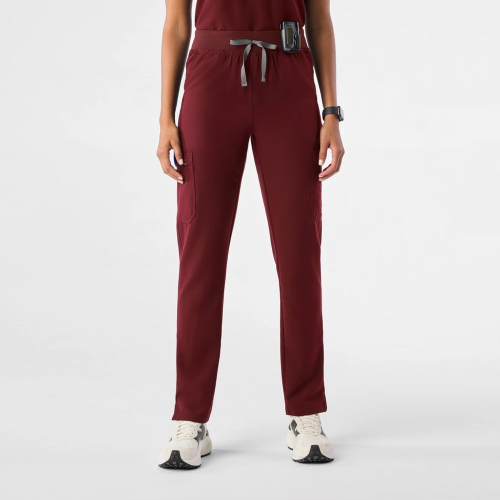 Figs burgundy yola high waisted skinny leg scrub pants size XS/S FLAWED